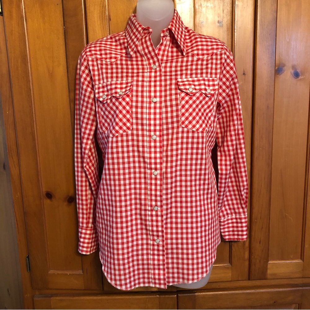 Classic Red Gingham Button-Down Shirt - Women's sz SM / MED ?